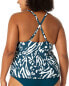 Anne Cole Womens Plus Size Easy Tri Tankini Top Swimwear Blue/White Size 18W