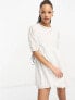 Wednesday's Girl dobby cotton puff sleeve mini smock dress in white