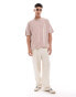 ASOS DESIGN oversized t-shirt in pink towelling Розовый, XS - Chest 36 - фото #4