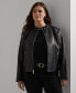 ფოტო #1 პროდუქტის Plus Size Leather Moto Jacket