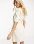 Фото #3 товара Morgan wrap detail blazer dress with buckle detail in cream