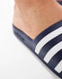 adidas Swim Adilette white stripe sliders in navy