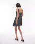 Фото #4 товара Topshop lace trim pin tuck bust mini dress in mono spot