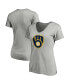 Фото #1 товара Women's Heathered Gray Milwaukee Brewers Core Official Logo V-Neck T-shirt