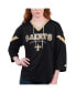 Women's Black New Orleans Saints Rally Lace-Up 3/4 Sleeve T-shirt