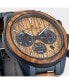 Men's Eco Power Watch with Solid Stainless Steel / Wood Inlay Strap IP-Blue, Chronograph 1-2115