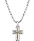 ფოტო #4 პროდუქტის Chocolatier® Men's Chocolate Diamond Cross 22" Pendant Necklace (1/3 ct. t.w.) in Sterling Silver & 14k Rose Gold-Plate
