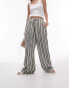 Фото #2 товара Topshop stripe linen wide leg trouser in mono