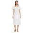 Women's Linen Sweetheart Button Front Midi Dress