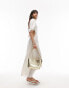 Фото #2 товара Topshop linen satin cut out midi dress in ivory