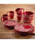 Фото #2 товара Bianca Mistletoe Red and White Ceramic 16-Piece Dinnerware Set