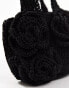 Mango crochet bag with 3D floral in black