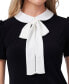 Фото #3 товара Women's Short Sleeve Collared Bow Neck Knit Top