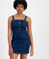 Фото #4 товара Juniors' Denim Button-Front Utility-Pocket Dress