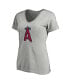 ფოტო #3 პროდუქტის Women's Heathered Gray Los Angeles Angels Core Official Logo V-Neck T-shirt