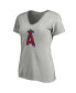 Women's Heathered Gray Los Angeles Angels Core Official Logo V-Neck T-shirt