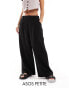 Фото #1 товара ASOS DESIGN Petite wide leg dad trouser with linen in black