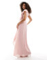 Фото #3 товара TFNC Bridesmaid flutter sleeve ruffle detail maxi dress in blush