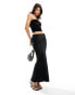 ASOS DESIGN velvet bandeau top co ord in black M - фото #4