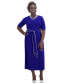ფოტო #5 პროდუქტის Women's Contrast-Trim Short-Sleeve Midi Dress