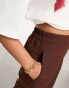 Pieces wide leg trousers in chocolate