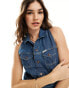 Wrangler racer back denim jumpsuit in dark wash