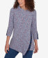 Petite Split Cowl Neck Speckled Chenille Asymmetric Knit Top with Solid Trim Detail