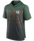 ფოტო #3 პროდუქტის Men's Heather Charcoal, Green Green Bay Packers Performance Hoodie T-shirt