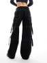 Фото #3 товара Pimkie wide leg cargo jeans in washed black