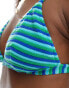 Фото #3 товара ASOS DESIGN mix and match towelling triangle bikini top in blue and green stripe