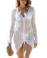 Фото #1 товара Women's White Open Knit Asymmetrical Cover-Up