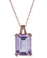 ფოტო #1 პროდუქტის Pink Amethyst (13 ct. t.w.) & White Topaz (1/20 ct. t.w.) 18" Pendant Necklace in Gold-Plated Sterling Silver (Also in Blue Topaz, Green Quartz, & Mystic Topaz)