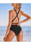 Women's Deep V Neck Self Tied Belt Bathing Suit