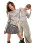 Reclaimed Vintage genderless shrunken long sleeve mesh top in grey grau, XL - EU 42 - фото #1