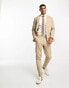 Only & Sons slim fit linen mix suit jacket in beige Бежевый, 48 - фото #6