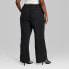 Фото #2 товара Women's Mid-Rise Wide Leg Relaxed Linen Pants - Wild Fable Black XXL