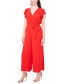 Women's Tie-Waist Flutter-Sleeve V-Neck Jumpsuit