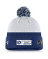 Men's White, Royal Toronto Maple Leafs Authentic Pro Draft Cuffed Knit Hat with Pom