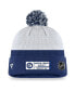 ფოტო #3 პროდუქტის Men's White, Royal Toronto Maple Leafs Authentic Pro Draft Cuffed Knit Hat with Pom