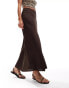 Vila satin maxi skirt in chocolate brown Kaffeebohne, 34 - фото #1