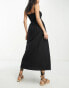 Rhythm classic shirred maxi summer dress in black