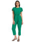 ფოტო #1 პროდუქტის Women's Short-Sleeve Waist-Tie Jumpsuit