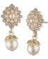 ფოტო #1 პროდუქტის Gold-Tone Crystal & Imitation Pearl Drop Earrings