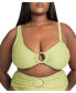 Фото #1 товара Plus Size One Shoulder Ring Hardware Bikini Top - 18, Sage Green