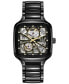 Фото #1 товара Unisex Swiss Automatic True Square Open Heart Diamond (1/10 ct. t.w.) Black Ceramic Bracelet Watch 38mm