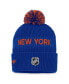 Фото #2 товара Men's Royal, Orange New York Islanders 2022 NHL Draft Authentic Pro Cuffed Knit Hat with Pom