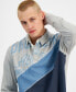 Фото #3 товара Men's Spliced Varsity Long Sleeve Polo Shirt, Created for Macy's