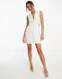 Фото #8 товара ASOS DESIGN dripped jewel embellished structured blazer mini dress with cut out back detail in white