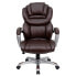 Фото #3 товара High Back Brown Leather Executive Swivel Chair With Arms
