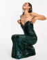 Фото #6 товара TFNC sequin bandeau maxi dress in emerald green